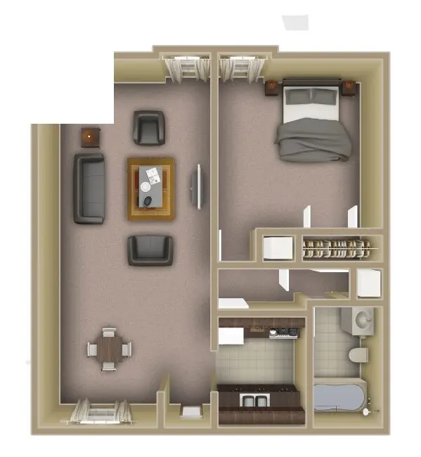 Villa Reanna — 1 BEDROOM floor plan